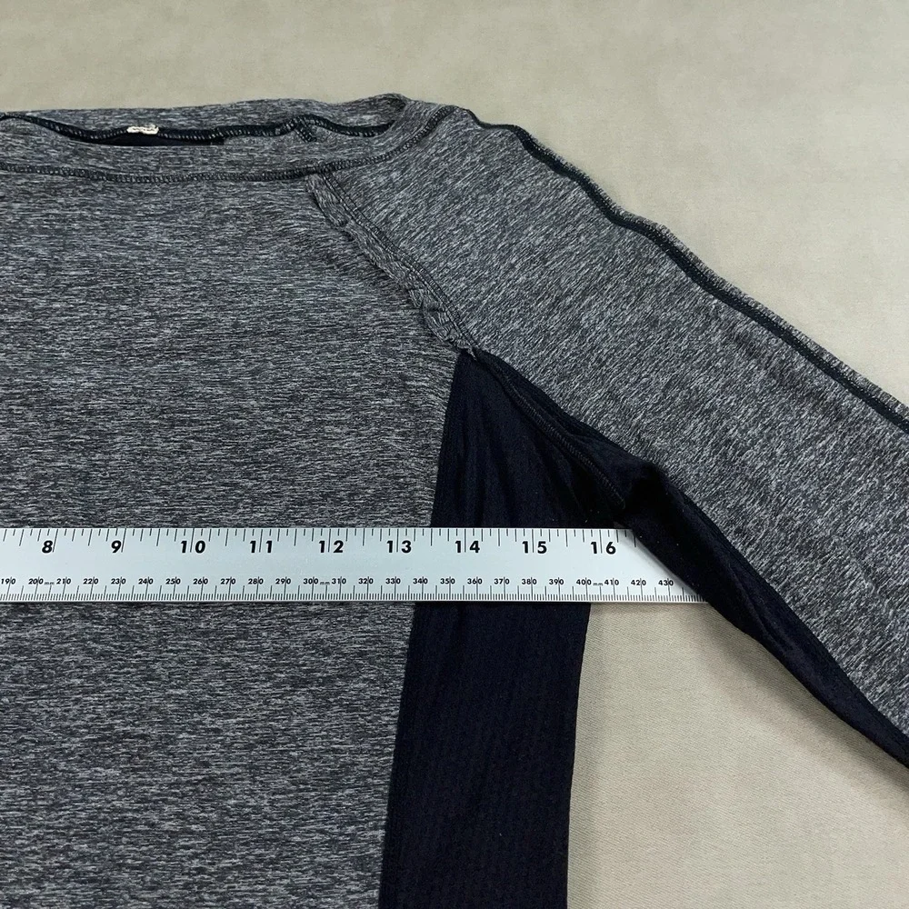 Lululemon Gray Black Full Tilt Long Sleeve Pullover Ruffle Trim T-shirt Sz 6